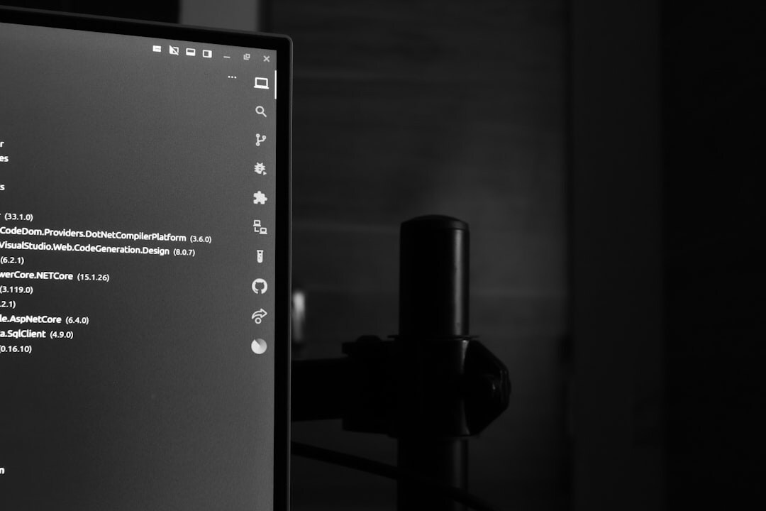 Software development code on monitor screen